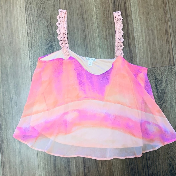 2/$20 Decree Crop Top Flowy Boho Pink Tank XL - Picture 2 of 3